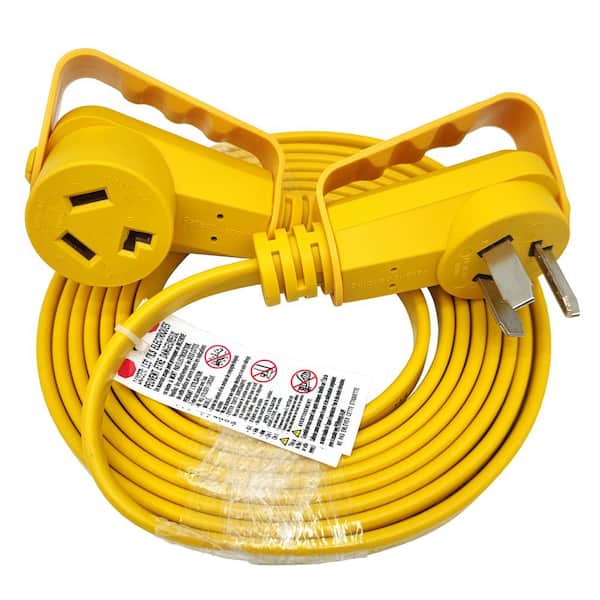 parkworld 15 ft. 10/3 Indoor/Outdoor 30 Amp 3-Prong NEMA 10-30 Flat Dryer Extension Cord with Handle (10-30P to 10-30R), Yellow
