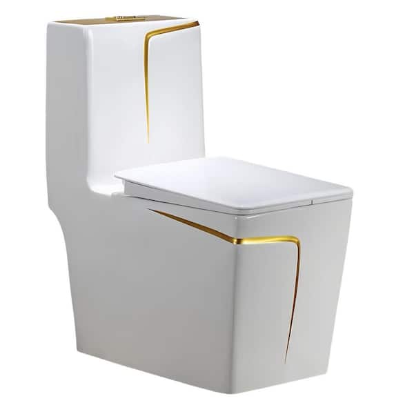 12 inch Rough In 1.85 gal. Dual Flush GPF Elongated One Piece Toilet in White Seat Included