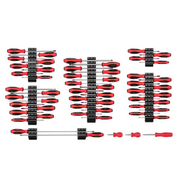 Phillips, Slotted, Torx, Square Screwdriver Set with Modular Organizers-4,8, 18 Inch Shanks (54-Piece)