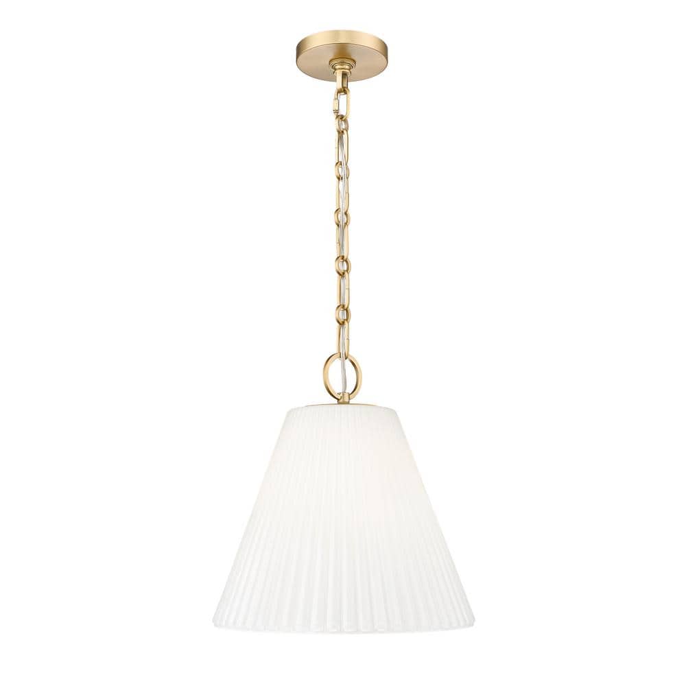 Alaric 100-Watt 1-Light Modern Gold Pendant-Light with White Glass shade, n