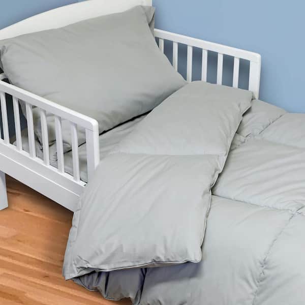 4 Piece Cool Gray Twin Toddler Bed Set, Can I Use Twin Bedding On A Toddler Bed