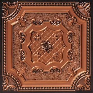 My Beautiful Damaris Antique Copper 2 ft. x 2 ft. PVC Glue-up or Lay-in Faux Tin Ceiling Tile