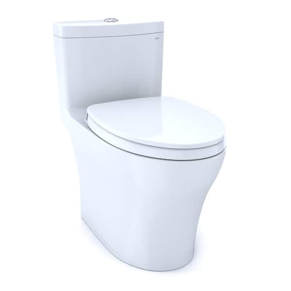 TOTO Aquia IV 12 in. Rough In One-Piece 0.8/1.28 GPF Dual Flush Elongated Toilet in Cotton White, SoftClose Seat Included