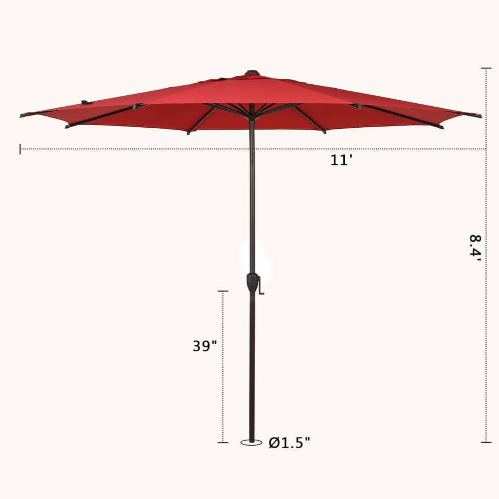 Lyon 11ft Red and Charcoal Steel Market Umbrella