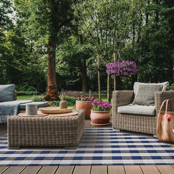 Checked Blue/White 6x8 Area Rug - TPR
