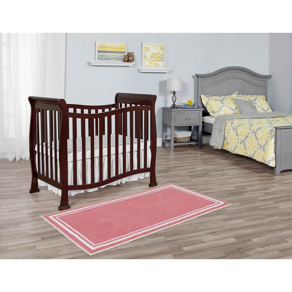 Espresso Pine 4-in-1 Convertible Mini Crib with Adjustable Mattress