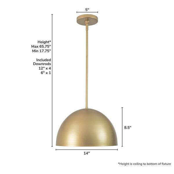Hunter Fan Company - Hunter Erling 1 Light Luxe Gold Dome Pendant Lighting for Kitchen