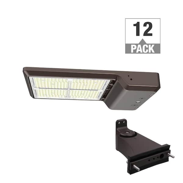 ETI LIGHTING 600-Watt Equivalent Integrated LED Bronze Area Light with Straight Arm Mount Kit TYPE 5 Adjustable Lumens CCT (12-Pack)