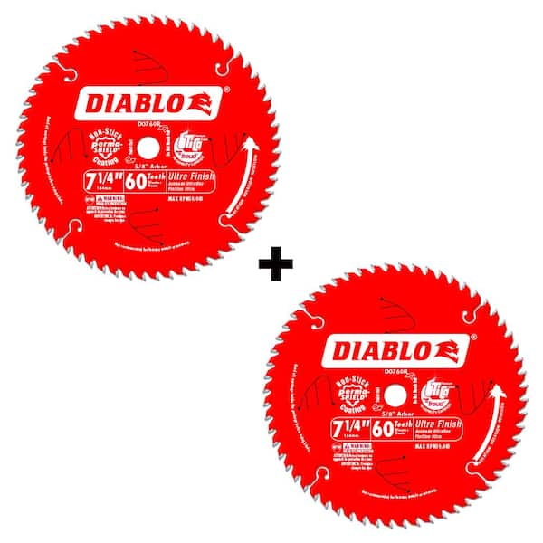 DIABLO 7-1/4in. x 60-Teeth Ultra Finish Saw Blade for Wood (2-Pack)