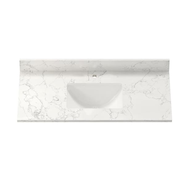 Dimakai 43 in. W x 22 in. D Engineered Stone Composite White Square Single Sink Bathroom Vanity Top Only in Carrara Jade