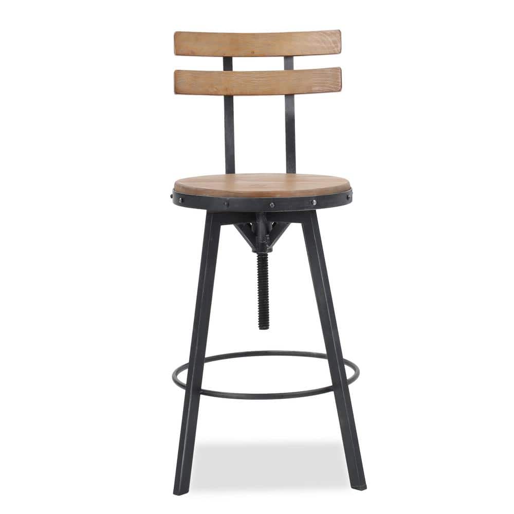 Noble House Antique And Black Brush, Black And Silver Bar Stools