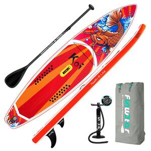 FunWater SUP Inflatable Stand Up Paddle Board 11'x33''x6'' Ultra-Light  Paddleboard with ISUP Accessories,Fins,Adjustable Paddle, Pump,Backpack,  Leash