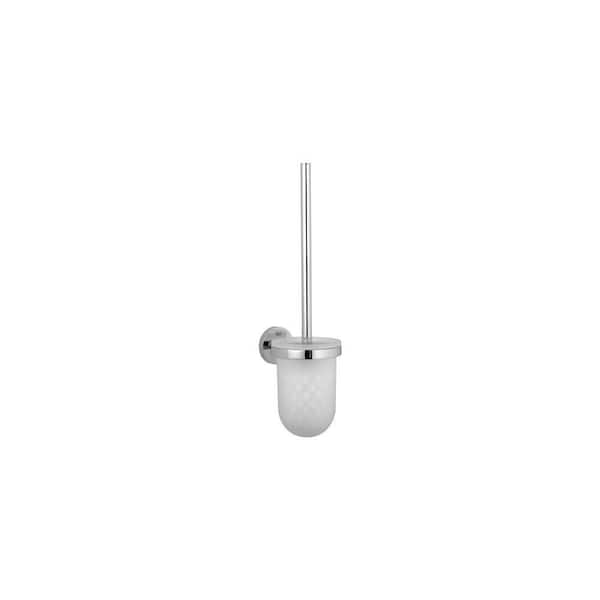 Grohe Essentials Metal Wall Mounted Toilet Brush And Holder In Starlight Chrome 40374001 The Home Depot - Wall Mounted Toilet Brush Holder Height