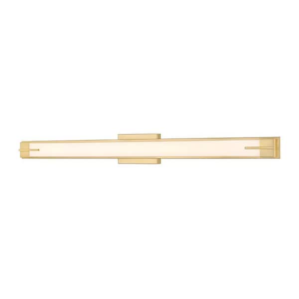 Chase 43 in. 1-Light Modern Gold LED Vanity with Gloss Opal Shade