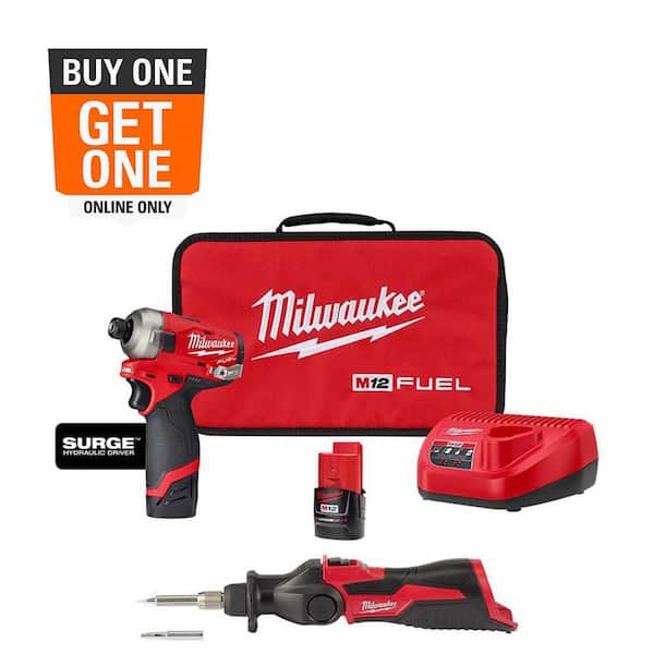 M12 FUEL SURGE 12-Volt Lithium-Ion 1/4 in. Cordless Hex Impact Driver Compact Kit with M12 Soldering Iron