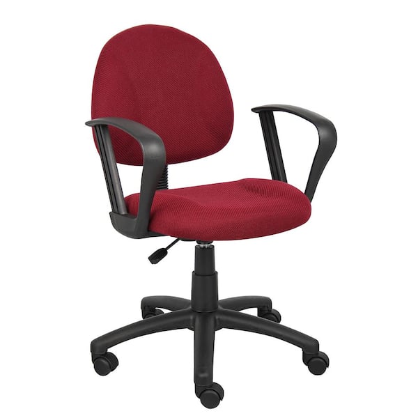 BOSS Office Products HomePRO 25 in. Wide Burgundy Loop Arm Task Chair