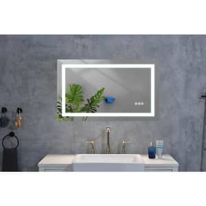 40 in. W x 24 in. H Rectangular Framed Wall Mounted Bathroom Vanity Mirror in White with High Lumen