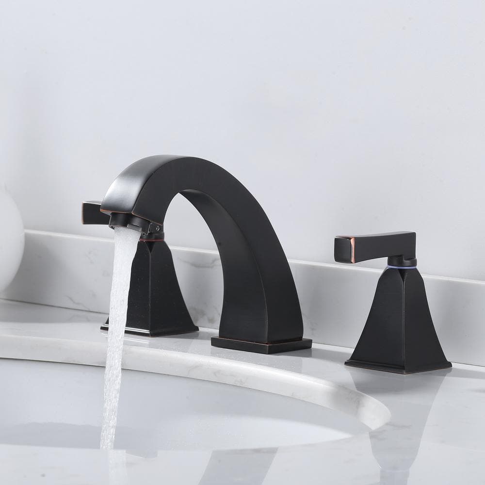 Oil Rubbed Bronze 8-Inch Widespread Double Handle Bathroom Faucet