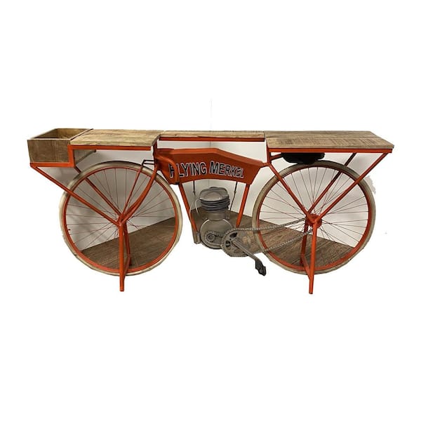 HomeRoots Amelia Orange Flying Merkel Motorcyle Bar Cart