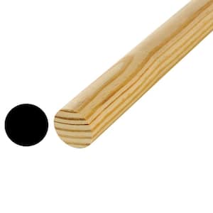 1/4 in. D x 1/4 in. W. x 36 in. L Hardwood Round Dowel Molding Pack 25-Pack