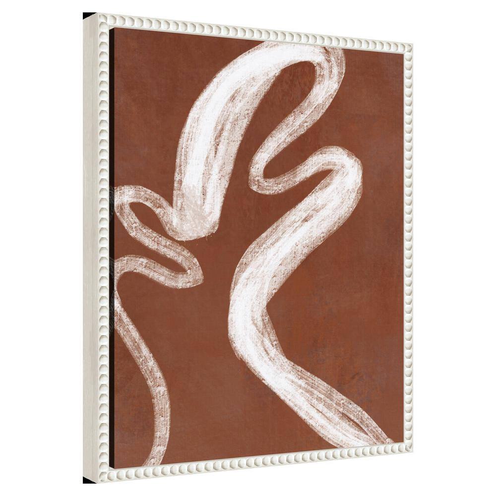 Abstract Beaded Framed Canvas Wall Art in Brown and White
