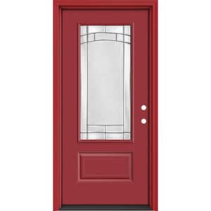 Performance Door System 36 in. x 80 in. 3/4-Lite Left-Hand Inswing Element Red Smooth Fiberglass Prehung Front Door