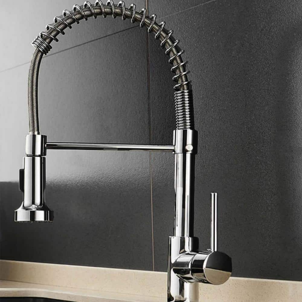 Single-Handle Pull Down Sprayer Kitchen Sink Faucet in Chrome -  Satico, XL008102F