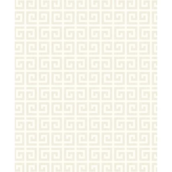 Seabrook Designs 57.5 sq. ft. Metallic Oatmeal Major Greek Key Unpasted ...