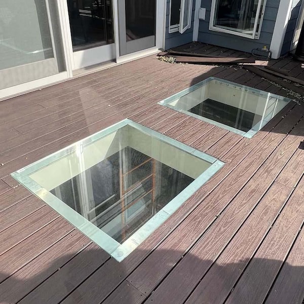 CLEARVIEW GLASS DECKS Clear View Glass 42 in. x 45 in. Package of Two Non-Skid Tempered Laminated Deck Glass Panel with Mounting Brackets