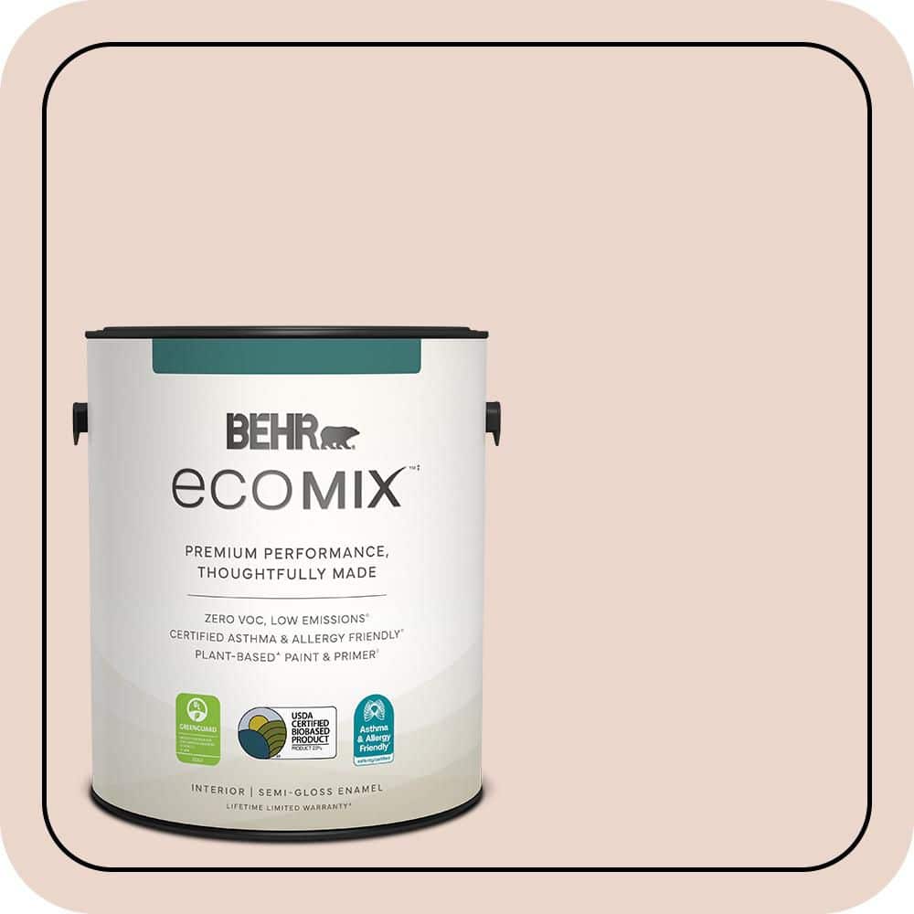 BEHR ECOMIX 1 gal. #210E-2 Antique Pearl Semi-Gloss Enamel Plant-Based ...