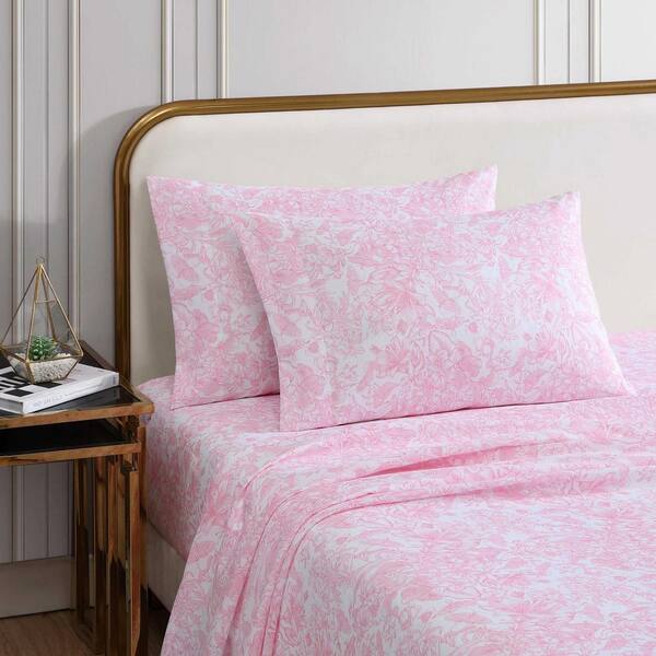BETSEY JOHNSON Fairytale Floral 4-Piece Pink Microfiber