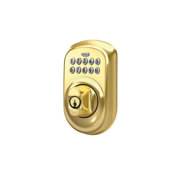 Plymouth Bright Brass Keypad Electronic Door Lock Deadbolt Plymouth Bright Brass Keypad Electronic Door Lock Deadbolt