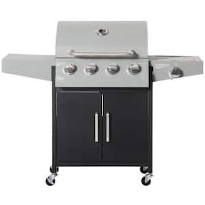 4 Plus 1 Burner Liquid Propane Gas Grill in Silver