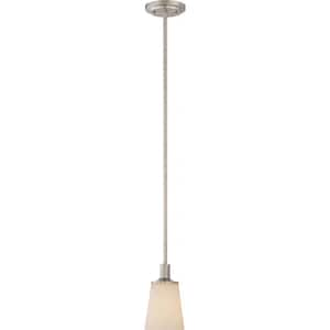 1-Light Brushed Nickel Mini Shaded Pendant