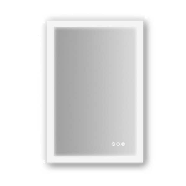 Boyel Living 24 in. W x 36 in. H Large Rectangular Frameless LED Wall Bathroom Vanity Mirror with Anti-Fog and Dimmable