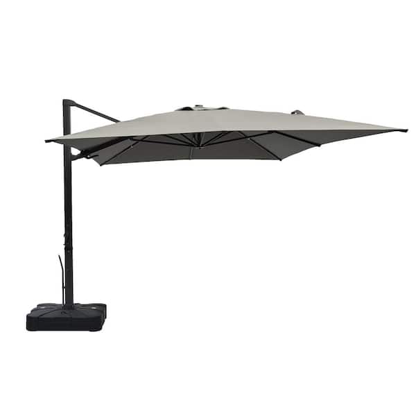 Boyel Living 10x13 ft. 360° Rotation Outdoor Patio Cantilever Umbrella with Base in Gray