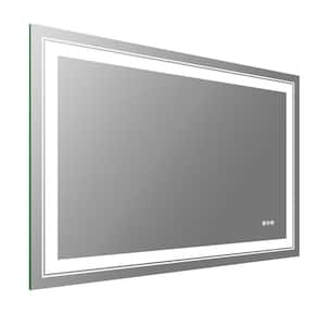 48 in. W x 32 in. H Rectangular Frameless Dimmable LED Light Anti-Fog Wall Bathroom Vanity Mirror Super Bright