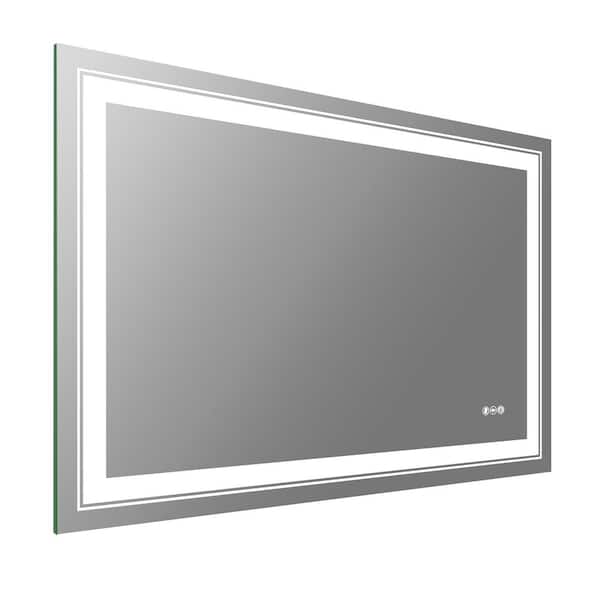 BWE 48 in. W x 32 in. H Rectangular Frameless Dimmable LED Light Anti-Fog Wall Bathroom Vanity Mirror Super Bright