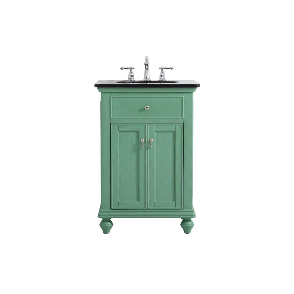 Timeless Home 24 in. W Single Bath Vanity in Vintage Mint with Granite Vani