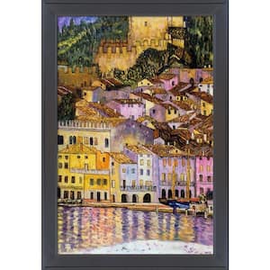 Malcesine on Lake Garda by Gustav Klimt Gallery Black Framed Architecture Oil Painting Art Print 28 in. x 40 in.