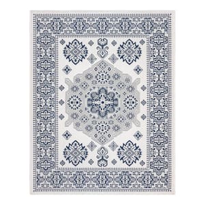 Ringley Gavin Cream 6 ft. x 9 ft. Oriental Medallion Indoor/Outdoor Area Rug