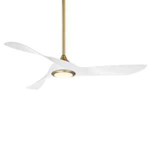 Swirl 54 in. Integrated LED Indoor/Outdoor 3-Blade Smart Ceiling Fan Soft Brass/Matte White with 3000K & Remote Control