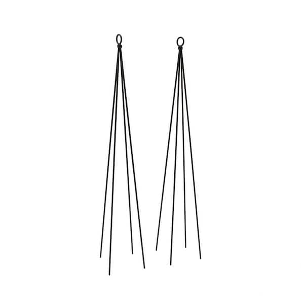 34 in. H Black Powdercoated Wrought Iron Outdoor Garden Container Trellis (Set of 2)