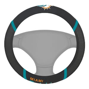 NFL - Miami Dolphins Embroidered Steering Wheel Cover in Black - 15in. Diameter
