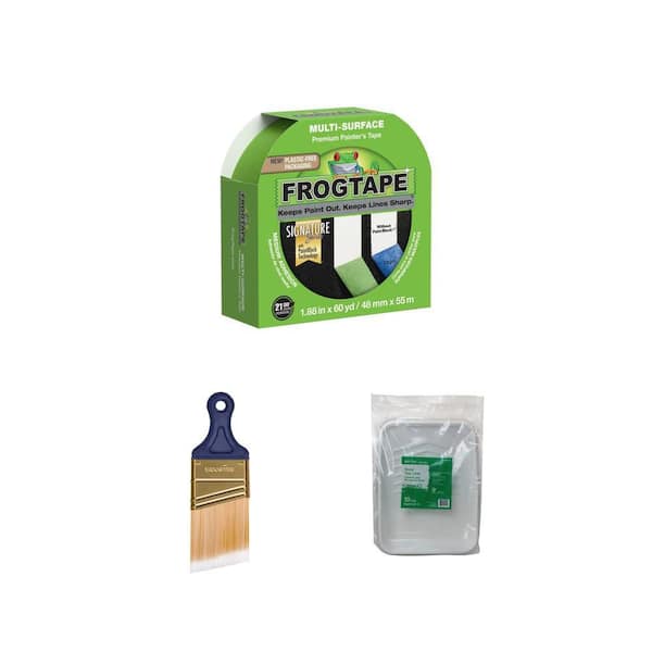 2 in. Polyester Angled Sash Brush, 1.88 in. Painter's Tape and 9 in. Plastic Tray Liner Painting Kit (12-Pack)