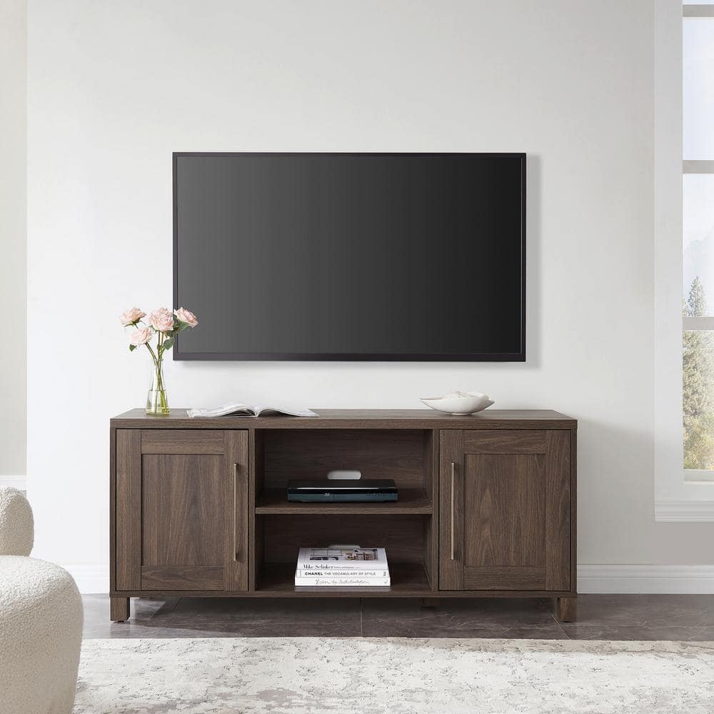 Alder Brown Modern MDF TV Stand with Cabinets