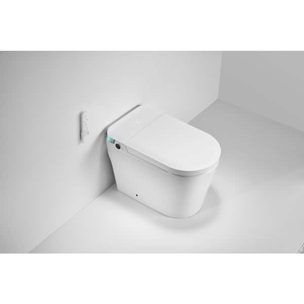 Elongated Bidet Toilet 1.28 GPF in White with Water Tank, Remote, Blackout Flush, Heated Seat and Warm Air Dryer