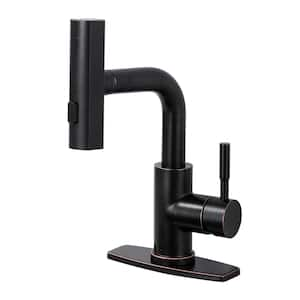 Waterfall Single Handle Pull Down Bar Faucet with 3-Modes Sprayer and Deckplate in Oil Rubbed Bronze