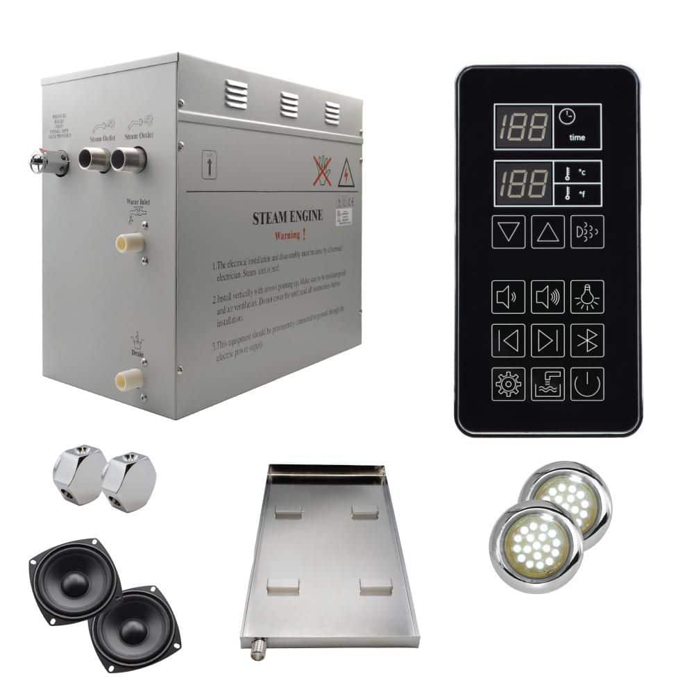 Steam Planet Superior SteamPoint Plus 12kW Steam Bath Generator, Self-Draining, Bluetooth Digital Keypad, Drip Pan, White Lights