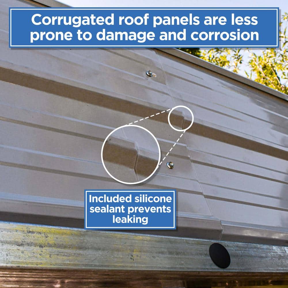 Gray 12 ft x 28 ft Metal Carport with Corrugated Roof and Sidewalls